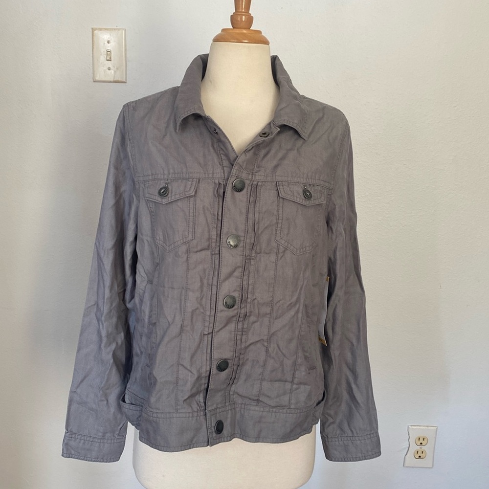 Tahari Charcoal Gray Snap Button 100% Lyocell Lightweight Jacket‎ Size M